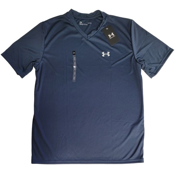 Under Armour UA Velocity Men's T-Shirt Performance Gym Run V-Neck Tee Large Blue - Picture 2 of 11